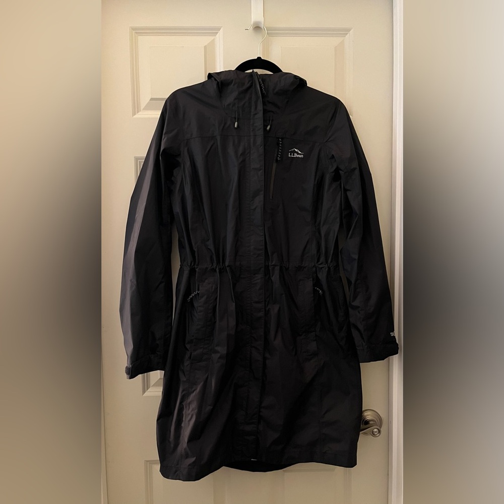 Women's L.L. Bean Trail Model Black Raincoat waterproof windproof packable S